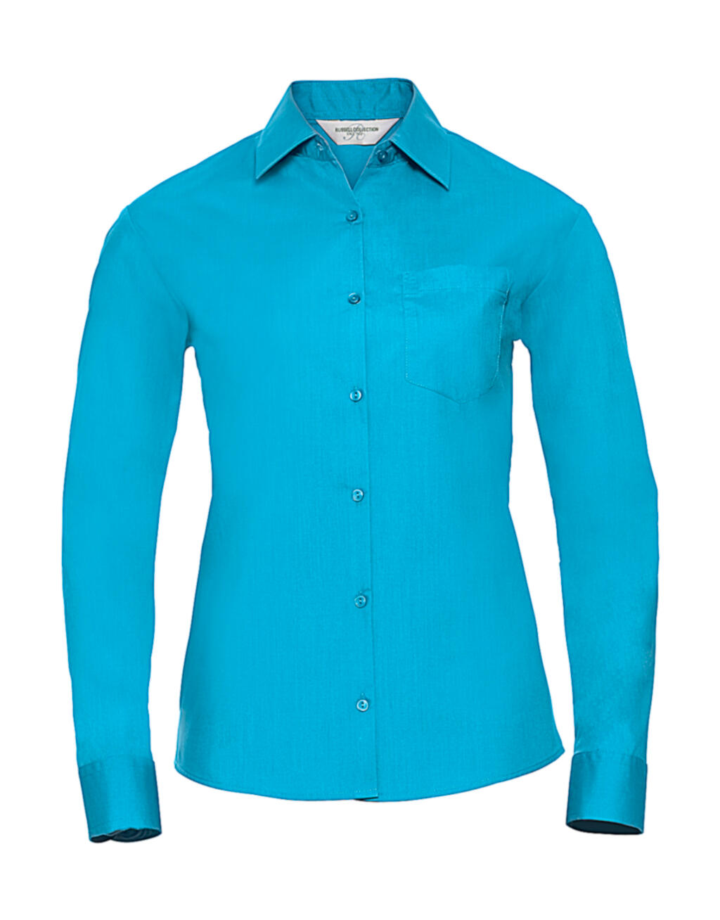 Camisa clásica de popelina de polialgodón de manga larga para mujer - 65 - Turquesa