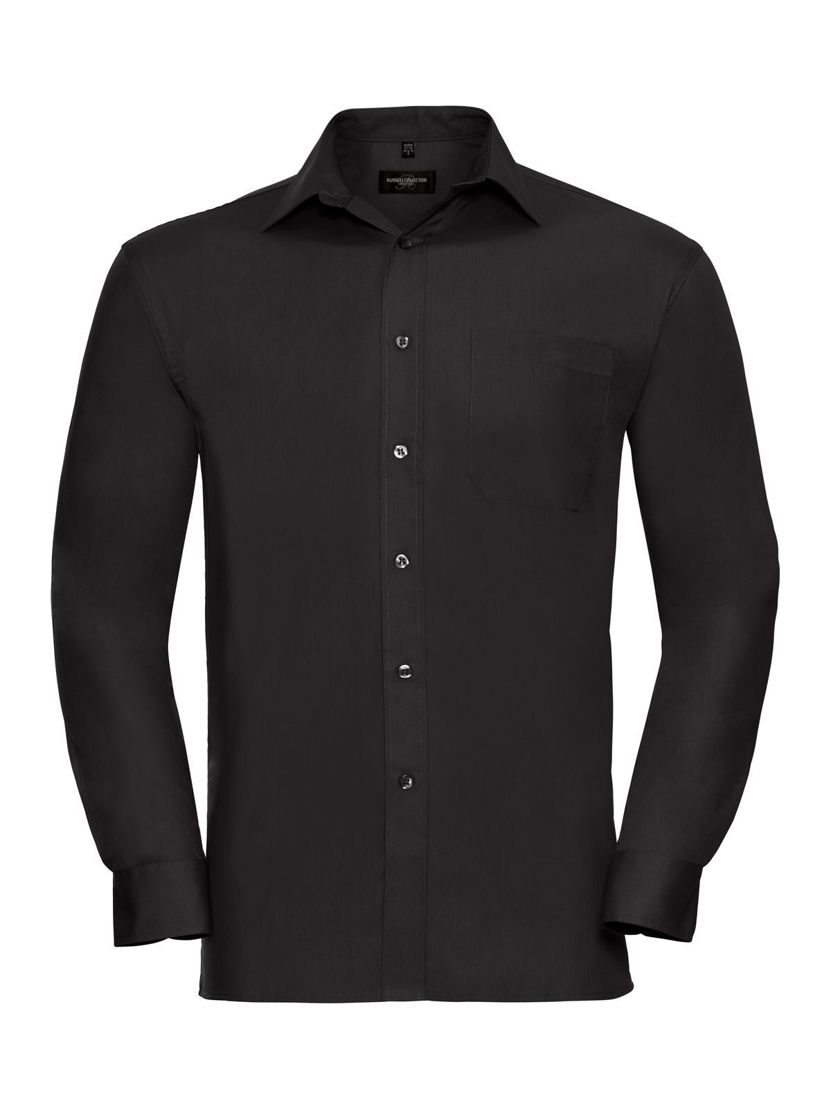 Camisa clásica de manga larga de popelina de algodón puro para hombre - 36 - Negro