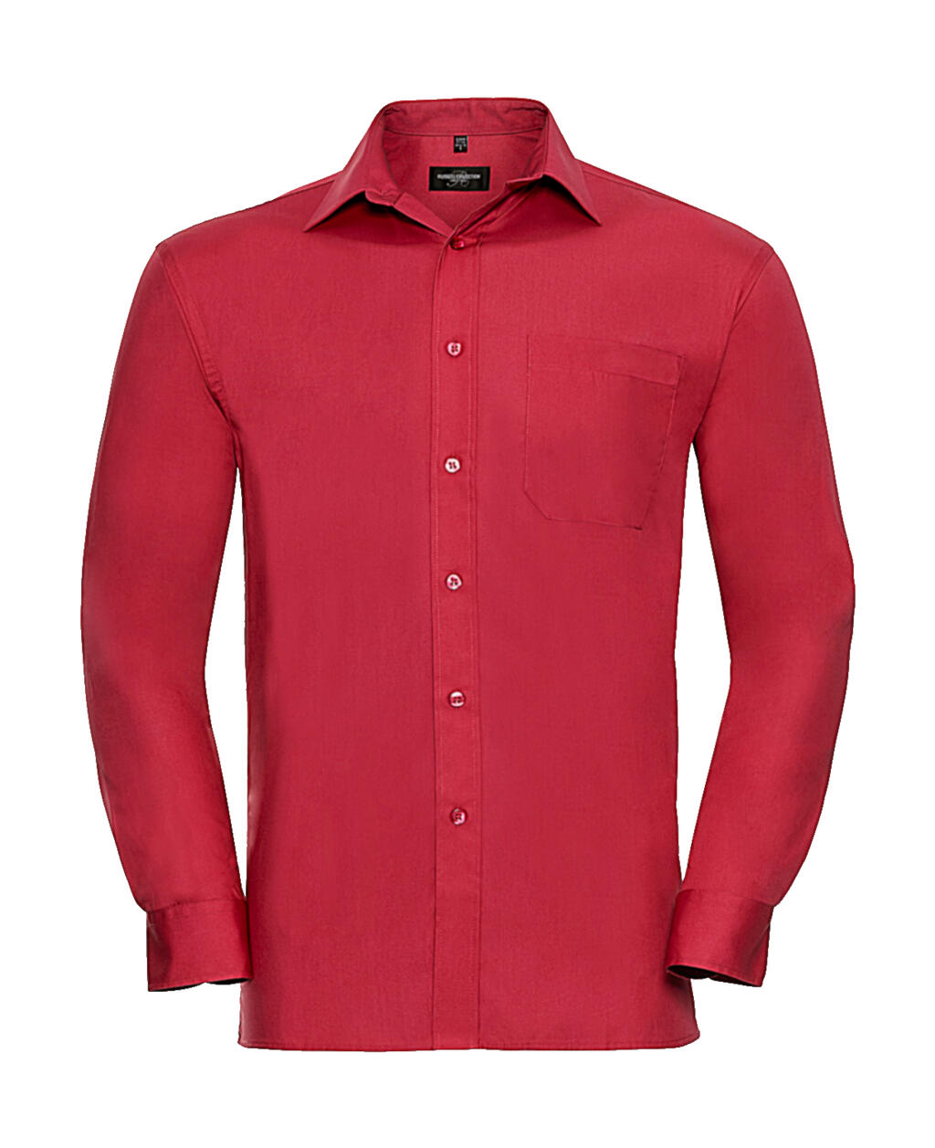 Camisa clásica de manga larga de popelina de algodón puro para hombre - CR - Rojo Clásico
