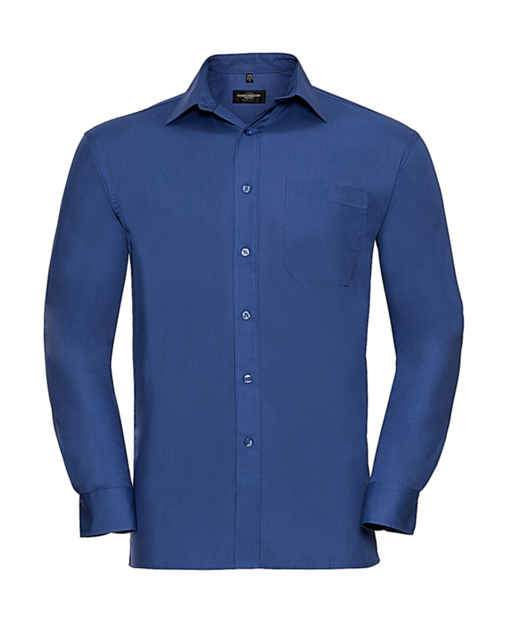 Camisa clásica de manga larga de popelina de algodón puro para hombre - Azul Azteca
