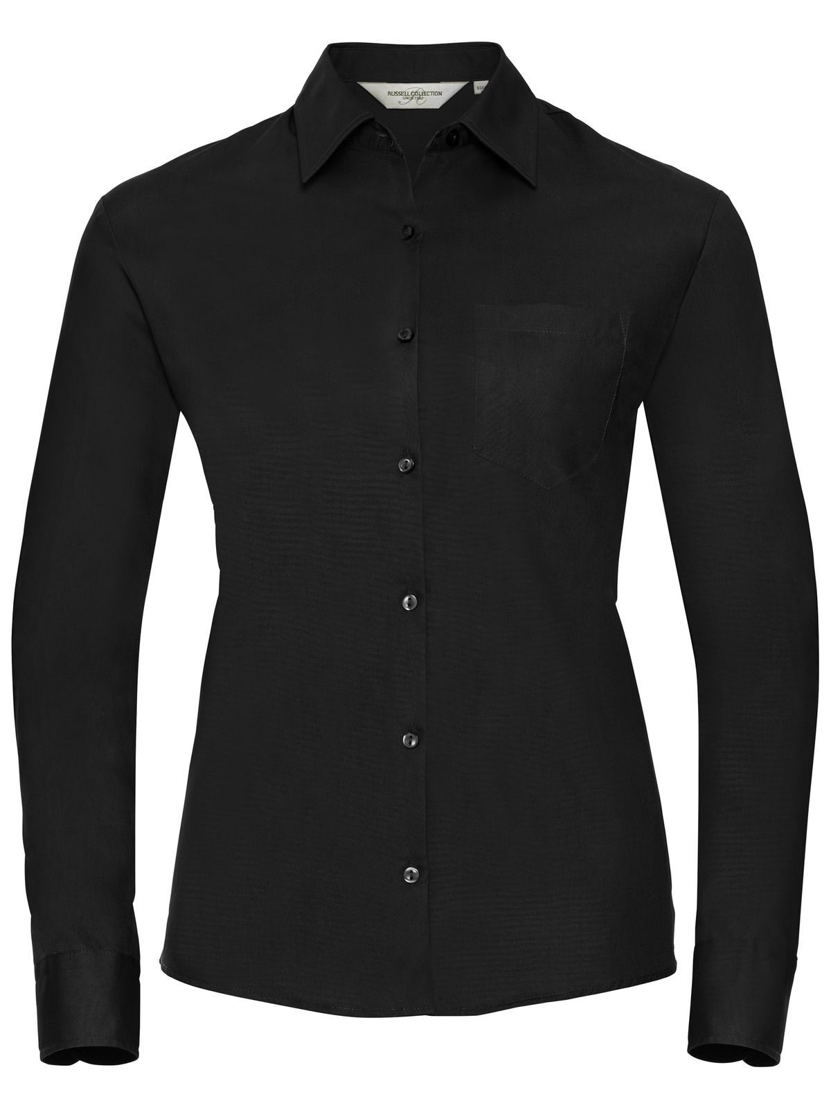 Camisa clásica de manga larga de popelina de algodón puro para mujer - 36 - Negro