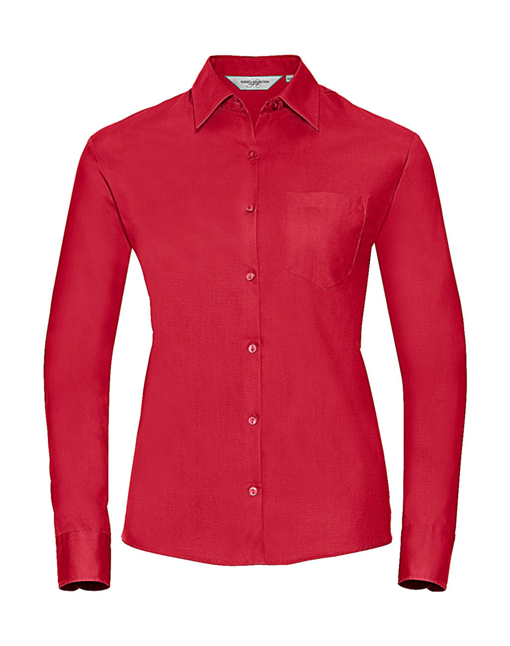 Camisa clásica de manga larga de popelina de algodón puro para mujer - CR - Rojo clásico