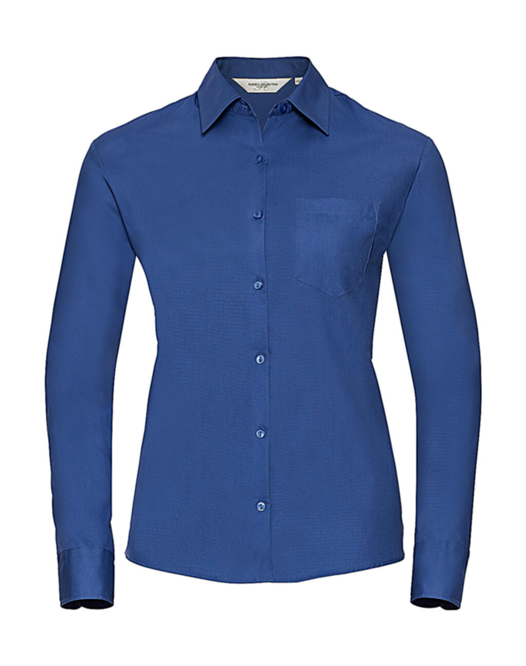 Camisa clásica de manga larga de popelina de algodón puro para mujer - ZT - Azul Azteca