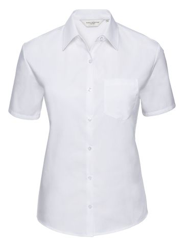 Camisa de popelina de algodón puro con mangas cortas. - 30 - Blanco