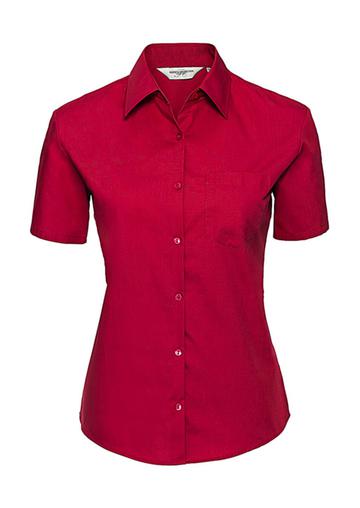 Camisa de popelina de algodón puro con mangas cortas. - CR - Rojo clásico