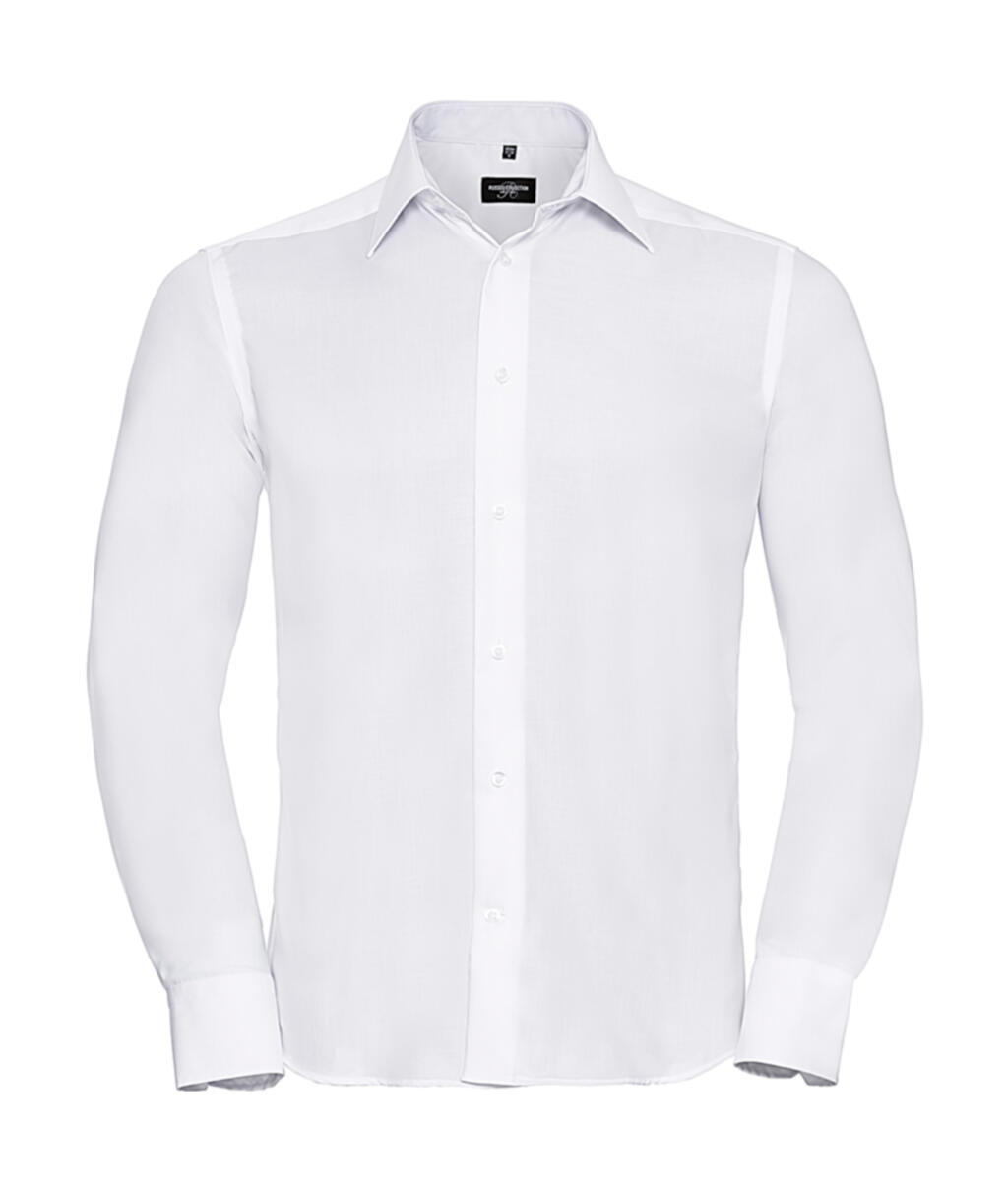 Camisa de manga larga para hombre, corte entallado, que no necesita planchado. - 30 - Blanco