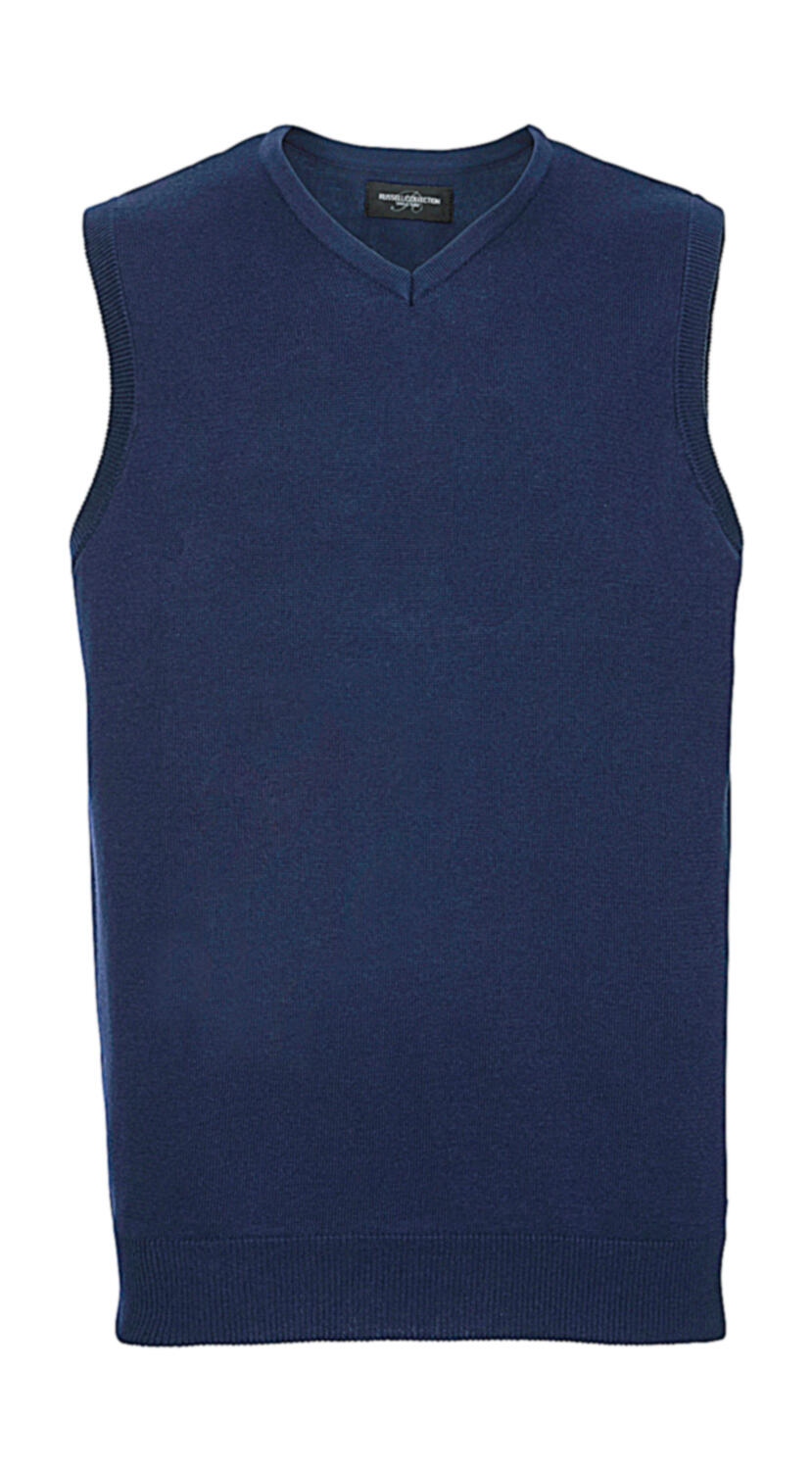 Jersey de punto sin mangas con cuello en V para hombre - Denim jaspeado