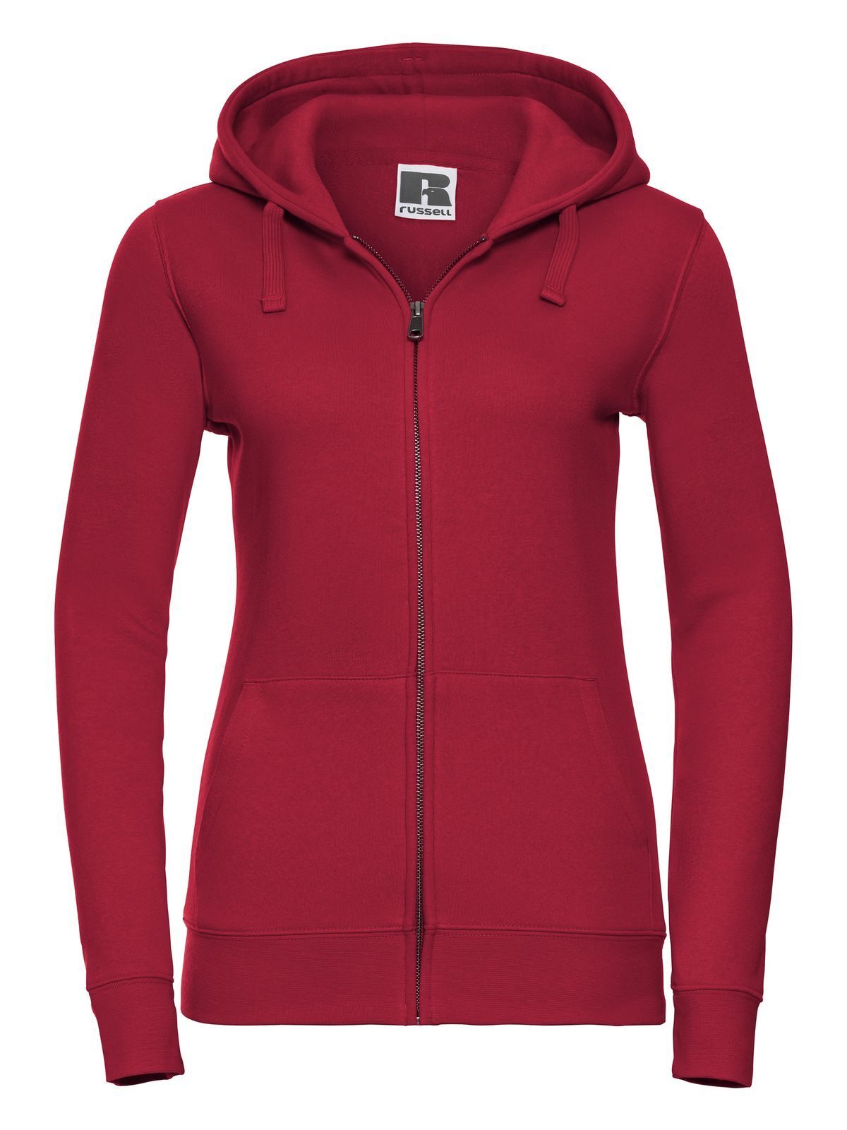 Chaqueta con capucha y cremallera auténtica para mujer - CR - Rojo Clásico