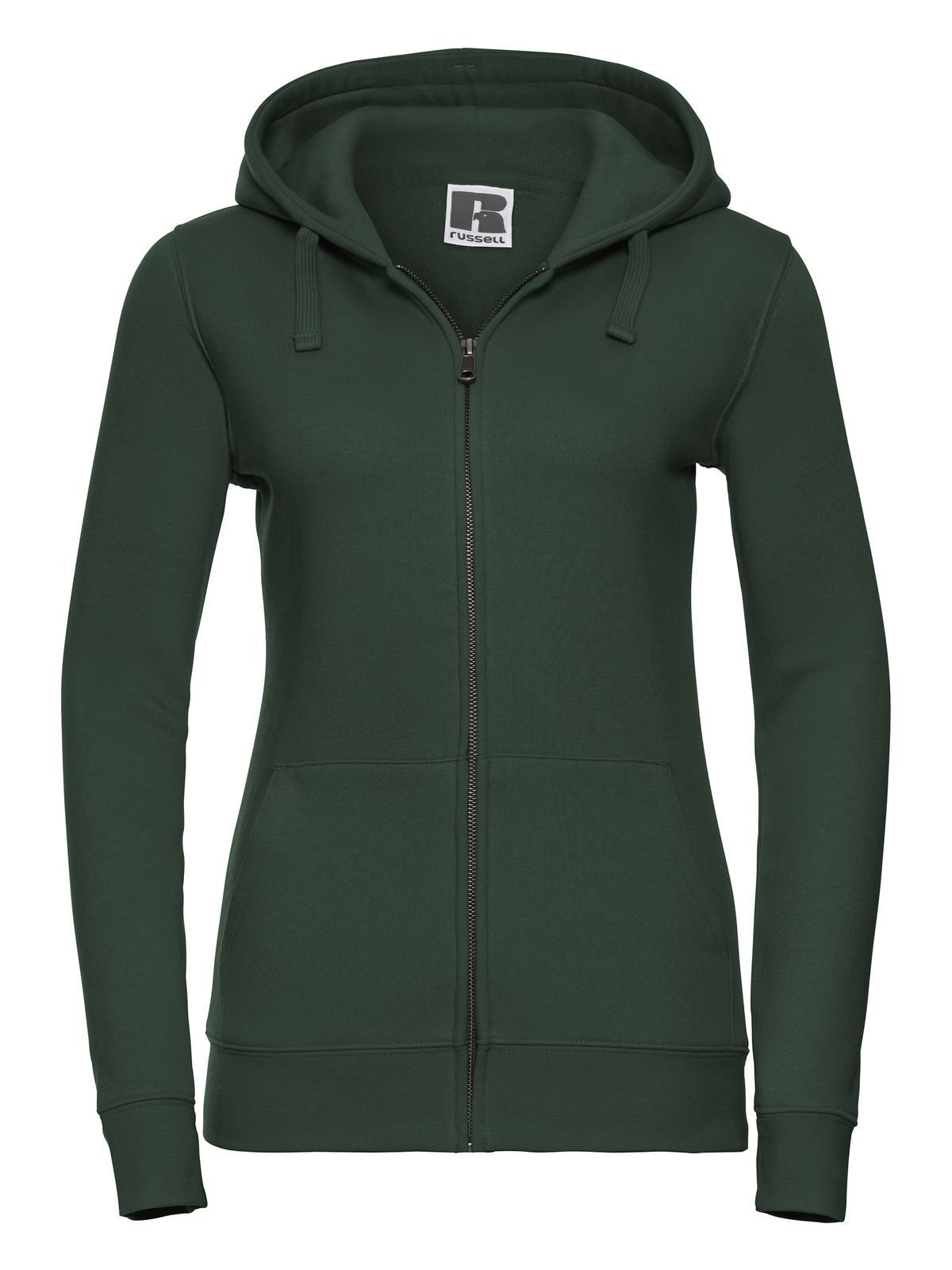 Chaqueta con capucha y cremallera auténtica para mujer - 38 - Verde botella