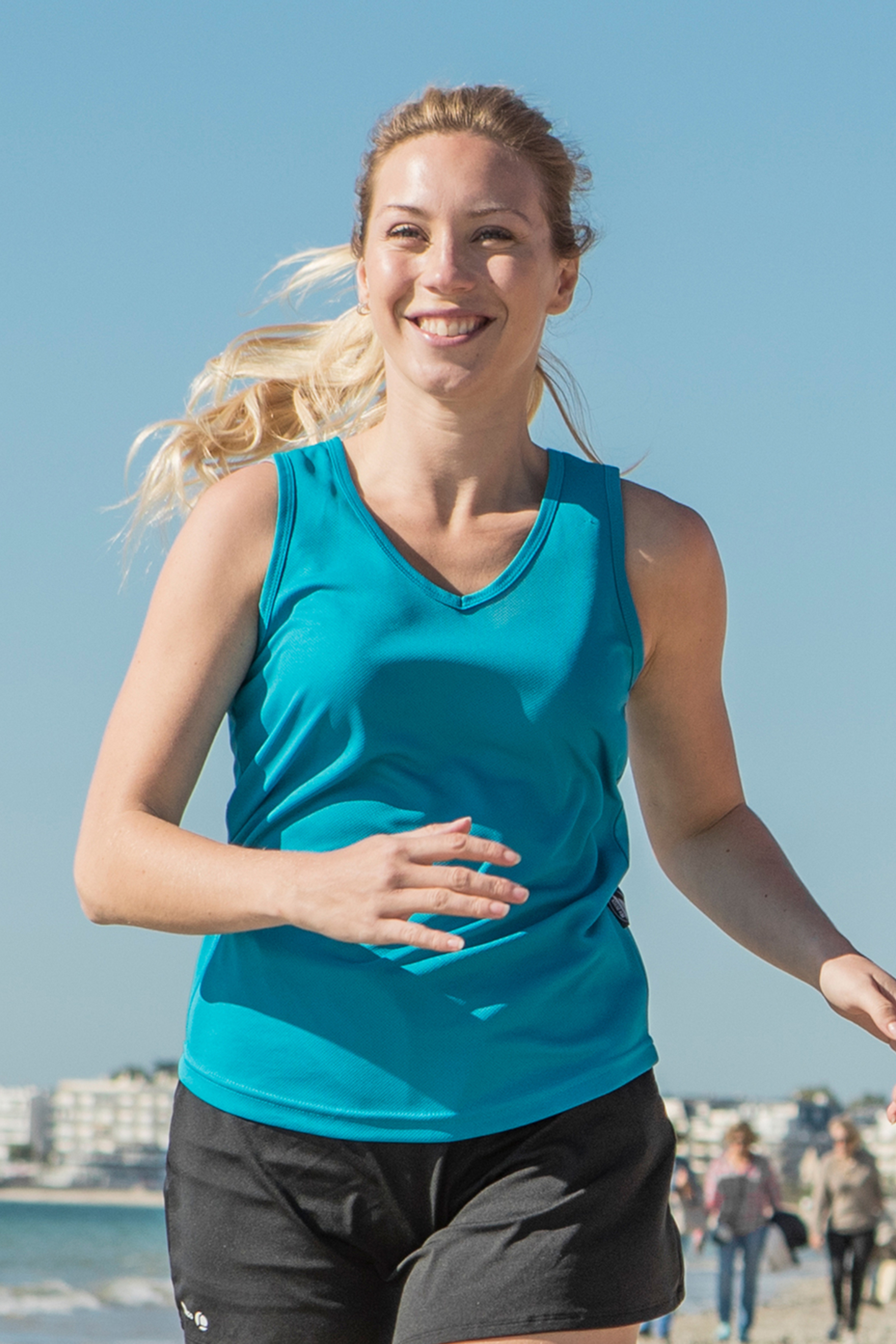 Camiseta deportiva sin mangas Firstop para mujer, 100% poliéster, 140 g, Atoll S