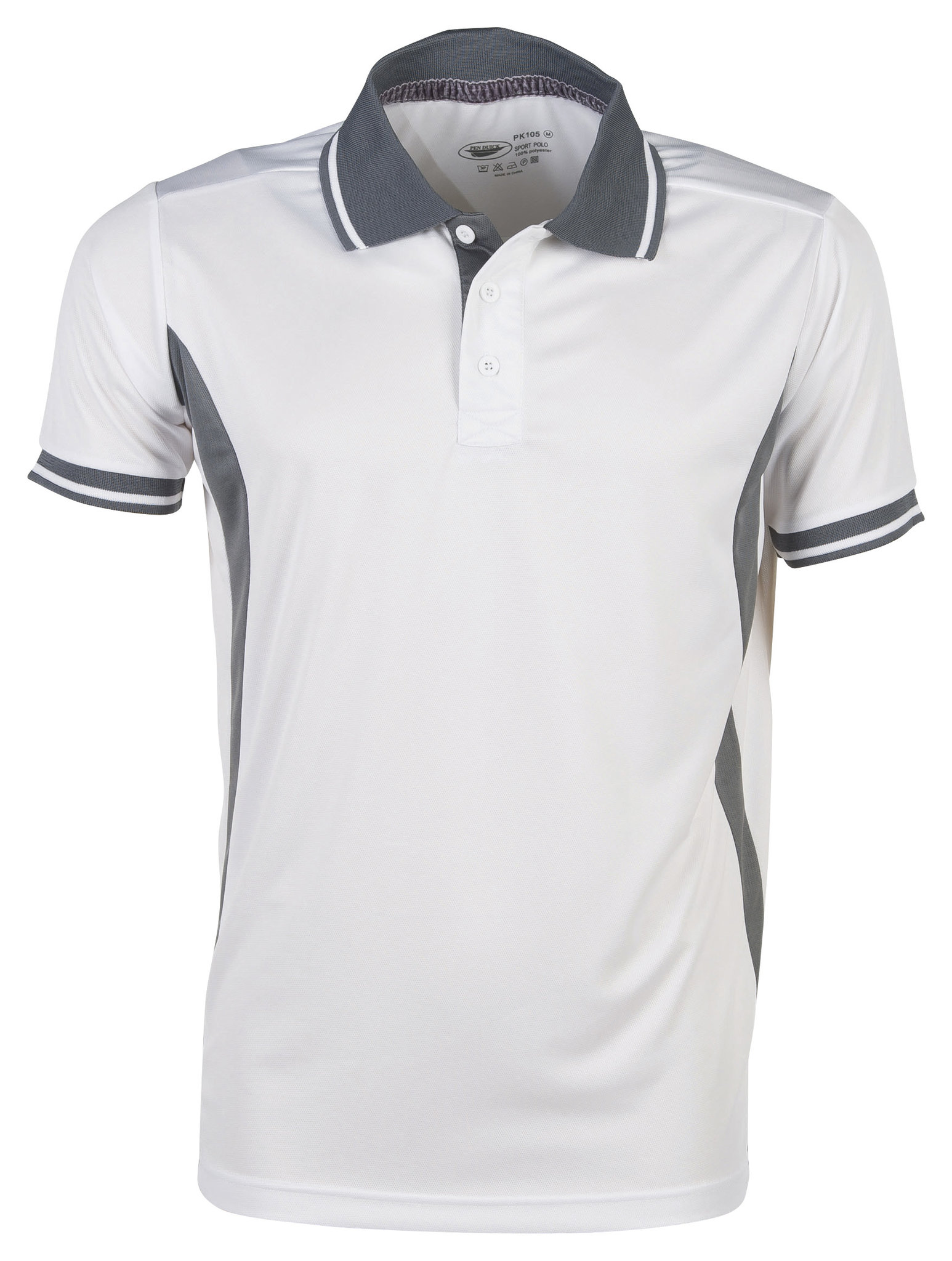 Polo deportivo de contraste M/C 100% poliéster 140 gr/m2 Negro/Titanio S - WH - Blanco
