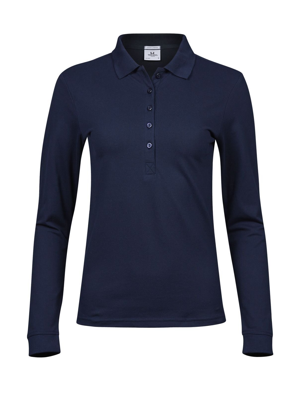 Polo de manga larga elástico de lujo para mujer - NVY - Marina de guerra