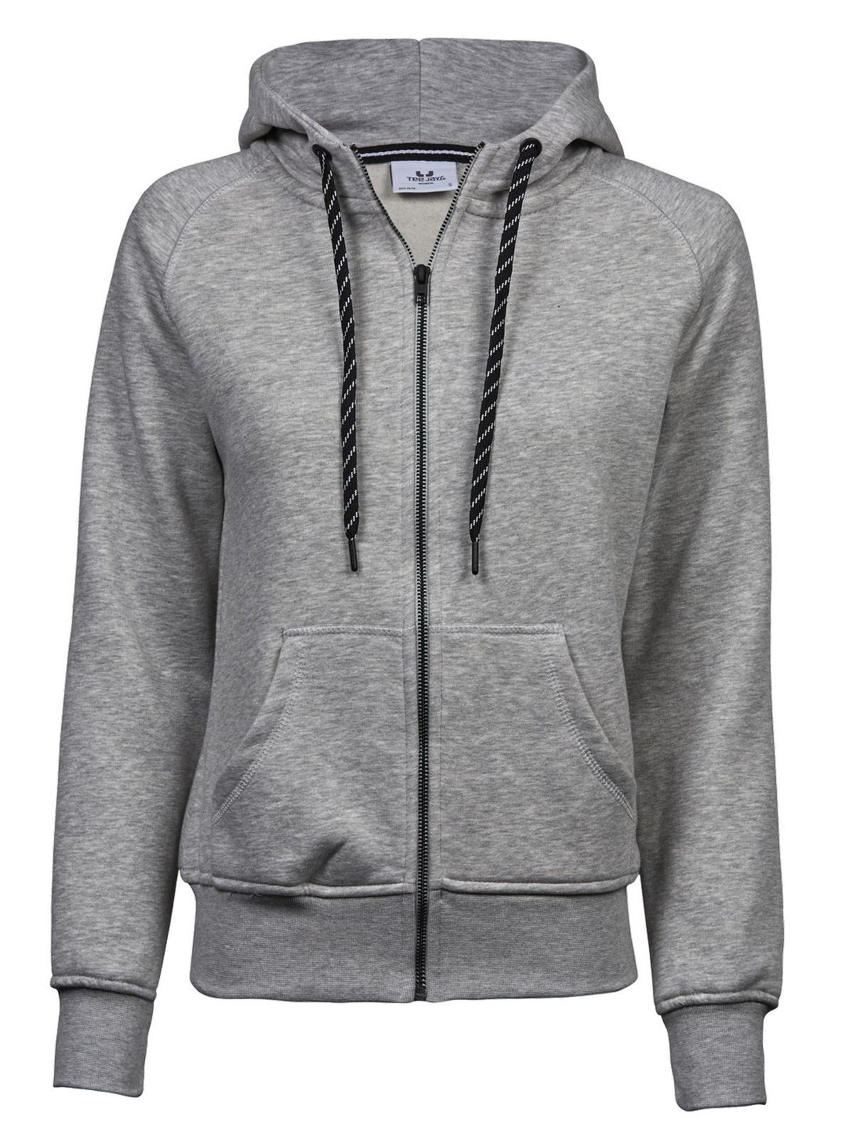 Sudadera con capucha y cremallera completa para mujer. - 007 - Gris jaspeado