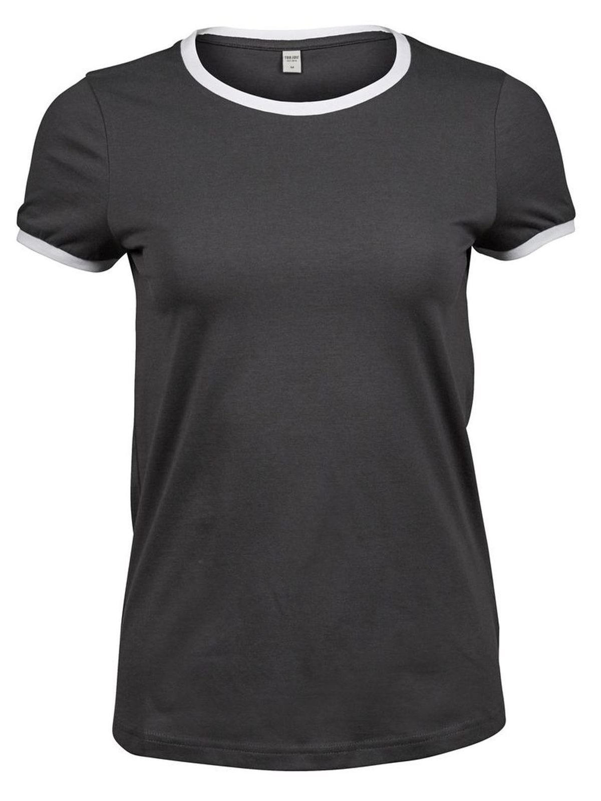 Camiseta de mujer con ribete - 319 - Gris Oscuro-Blanco