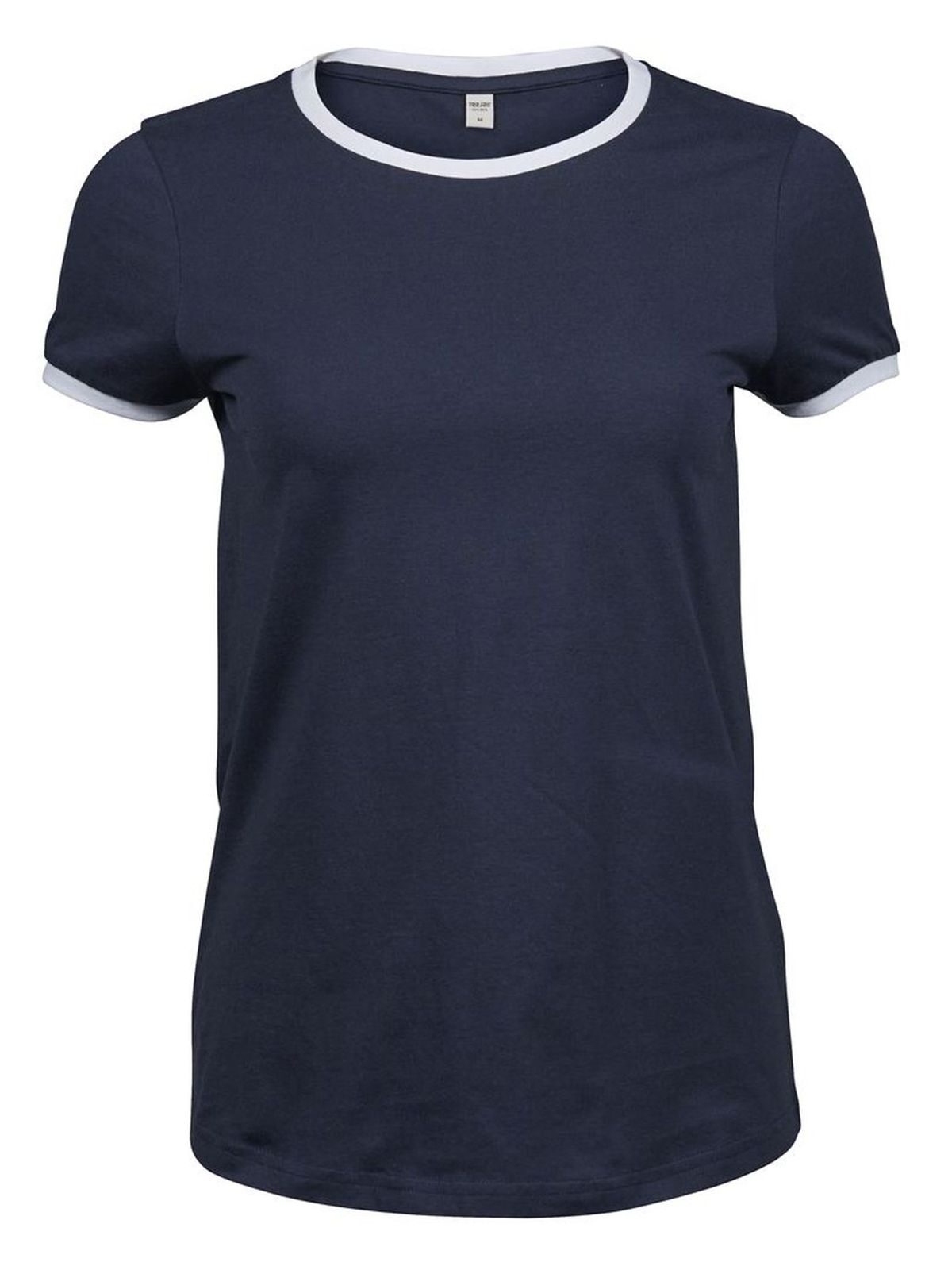 Camiseta de mujer con ribete - 323 - Azul Marino-Blanco