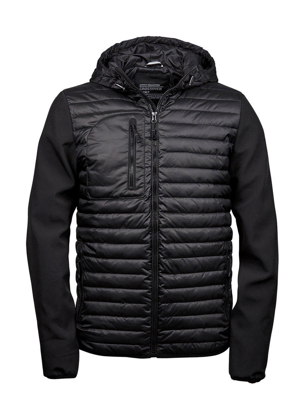Chaqueta cruzada con capucha para hombre - BLK - Negro