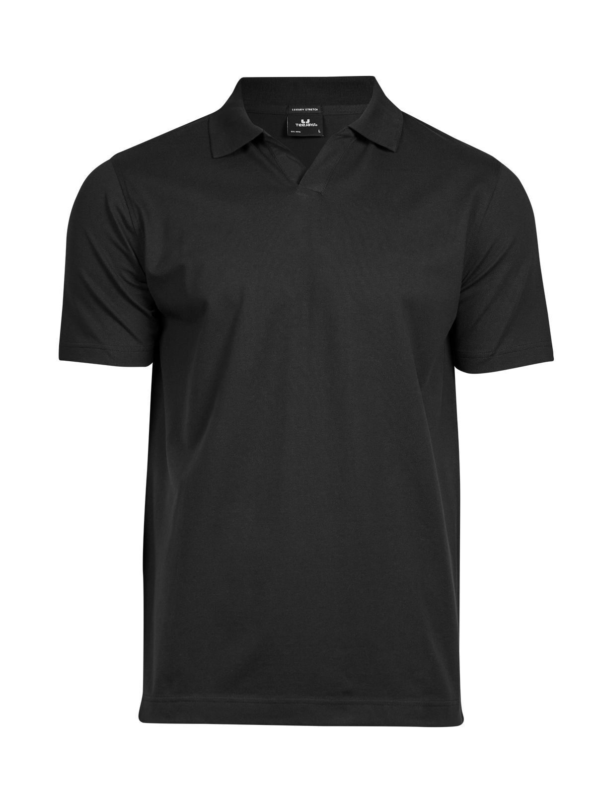 Polo de lujo elástico con cuello en V - 002 - Negro