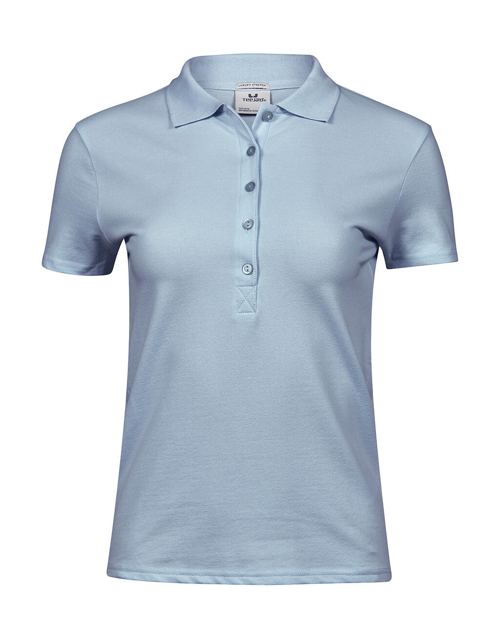 Polo elástico de lujo para mujer - Azul claro
