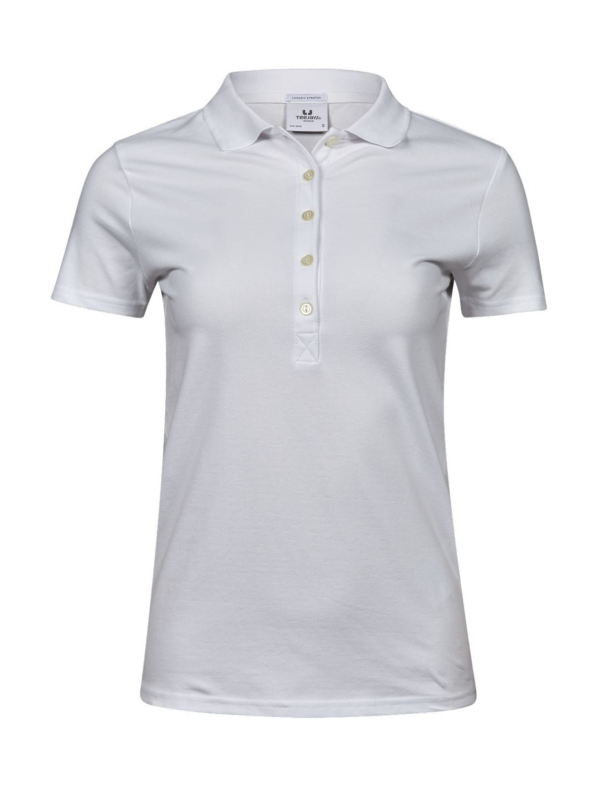 Polo elástico de lujo para mujer - 001 - Blanco