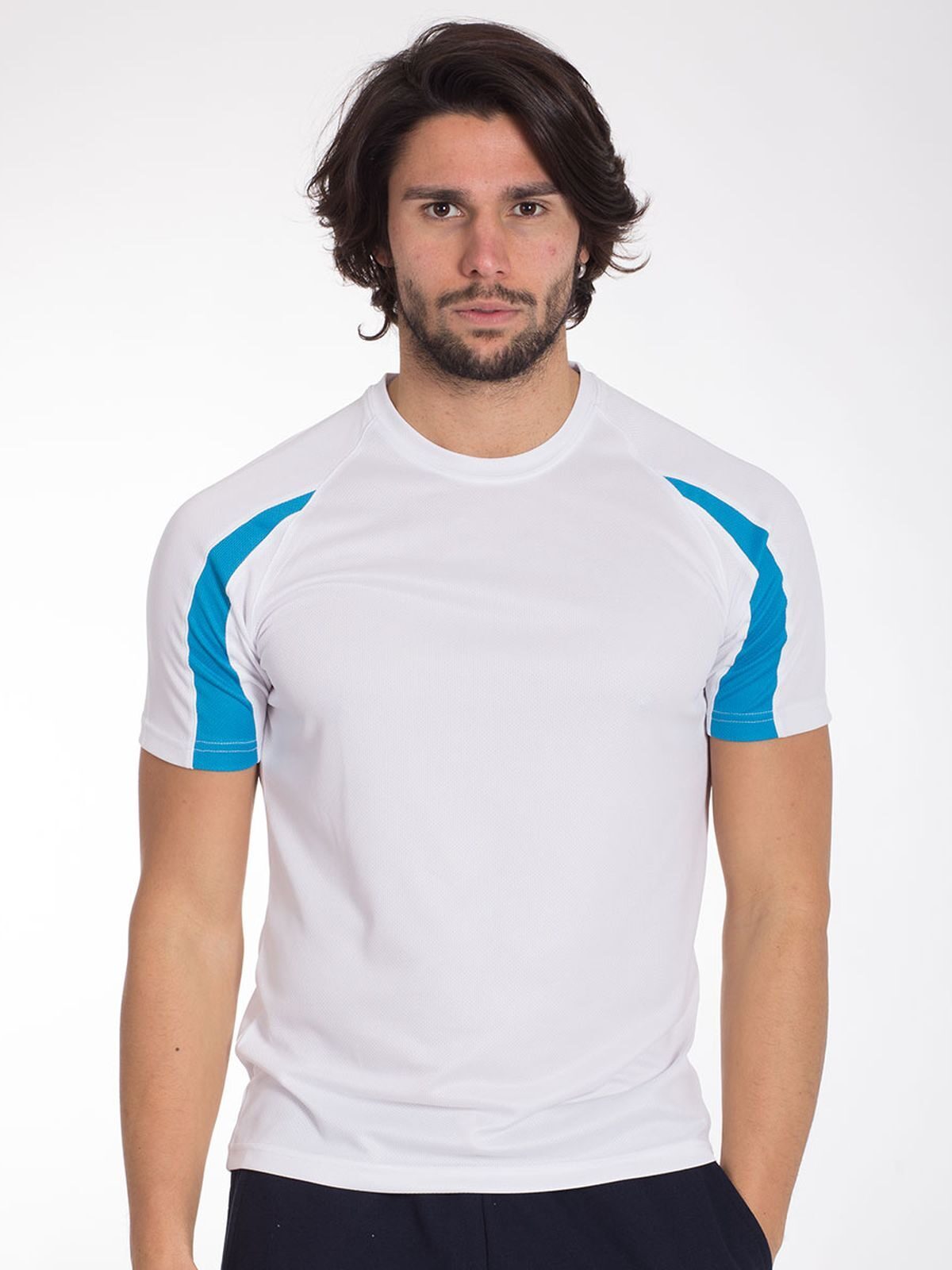 Camiseta deportiva unisex con contraste - Blanco/Atolón