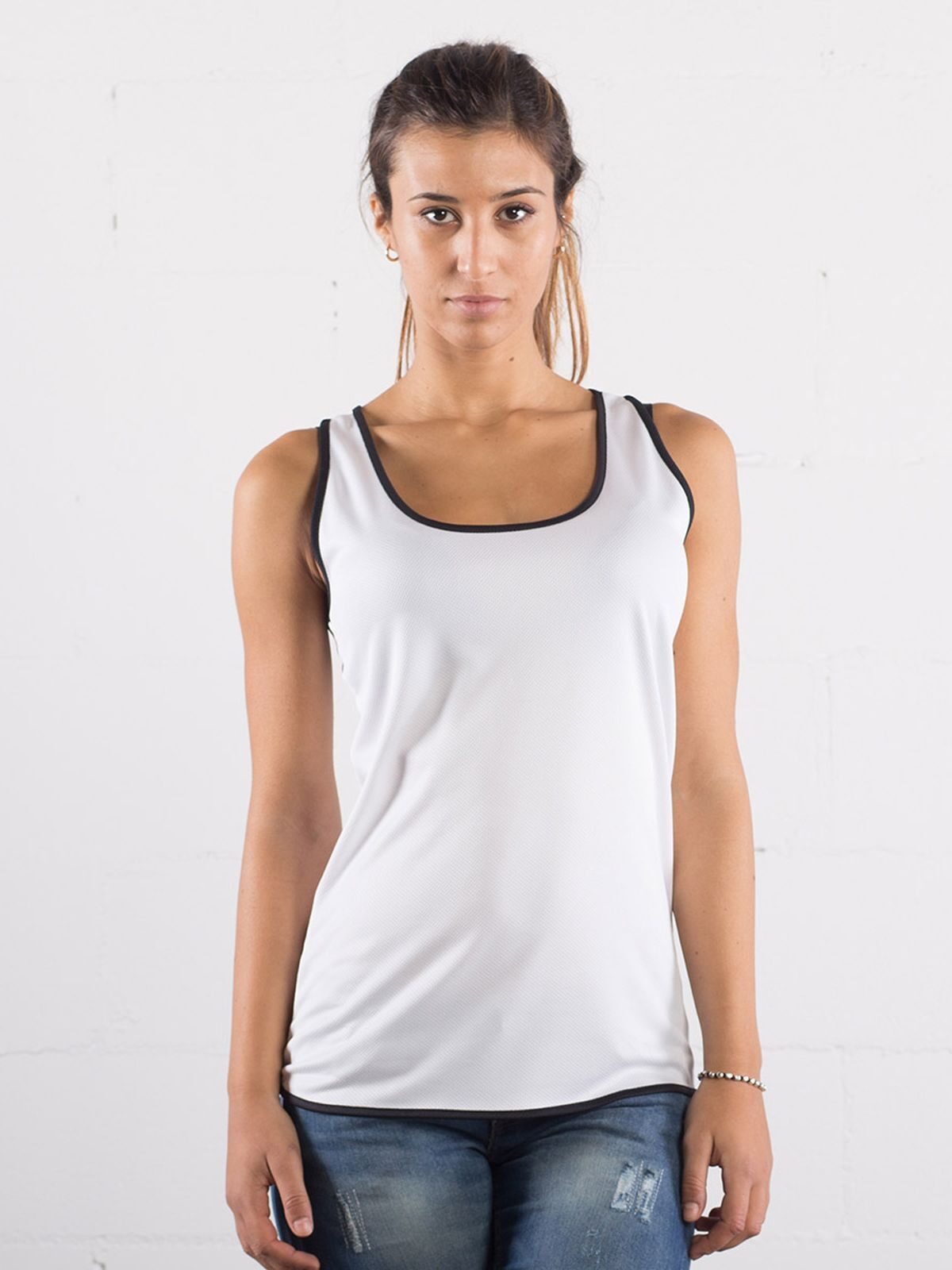 Chaleco deportivo de contraste para mujer - 03 - Blanco