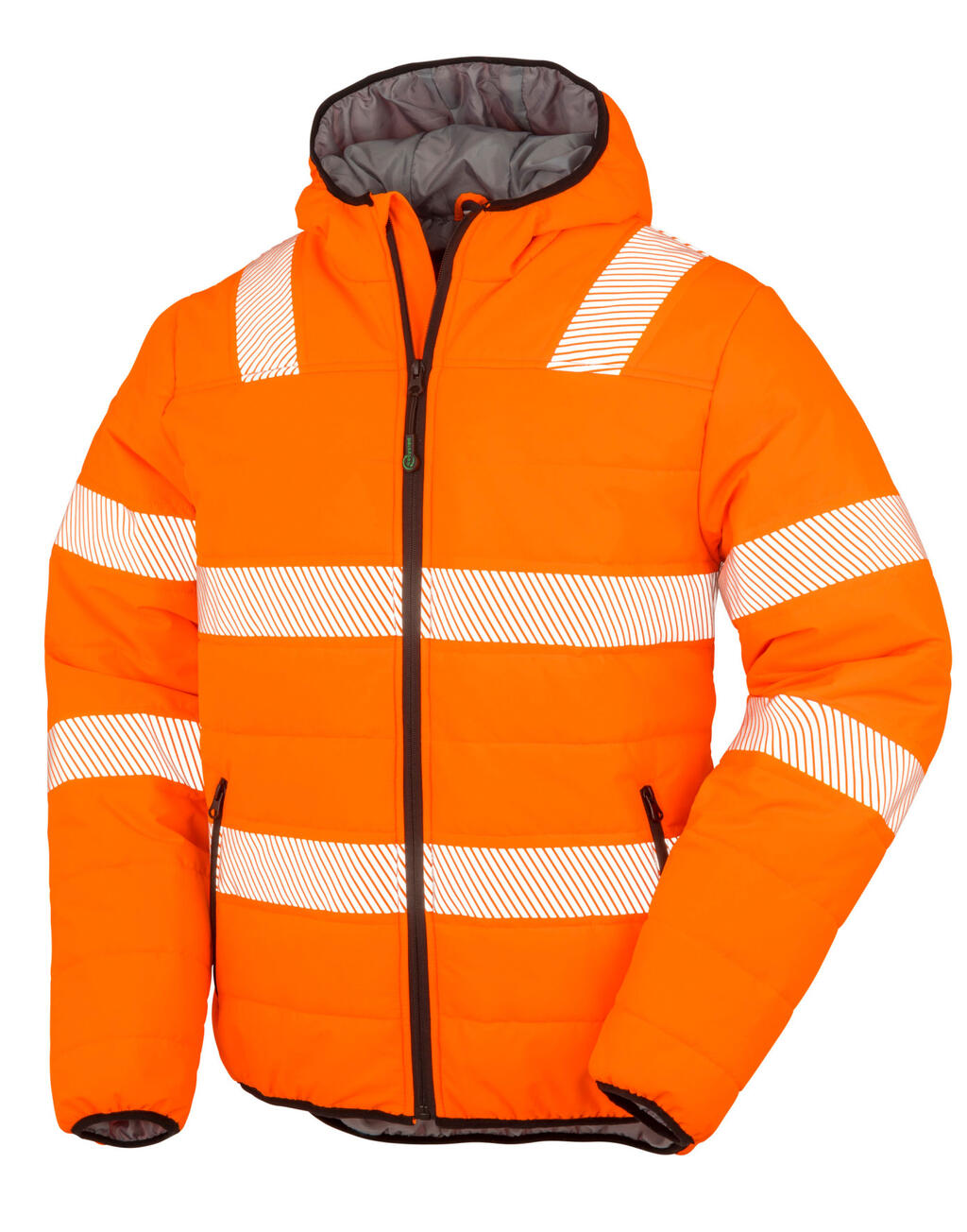 Chaqueta de seguridad acolchada de tejido Ripstop reciclado - Naranja neón