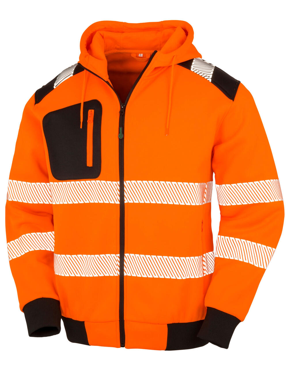 Sudadera con capucha de seguridad con cremallera, fabricada con materiales reciclados. - FLOR - Naranja Flo