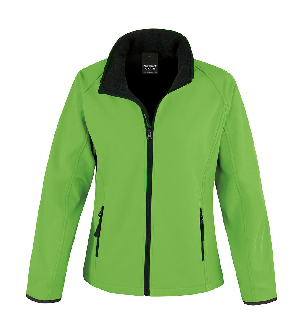 Chaqueta softshell para mujer con estampado - Verde intenso/Negro