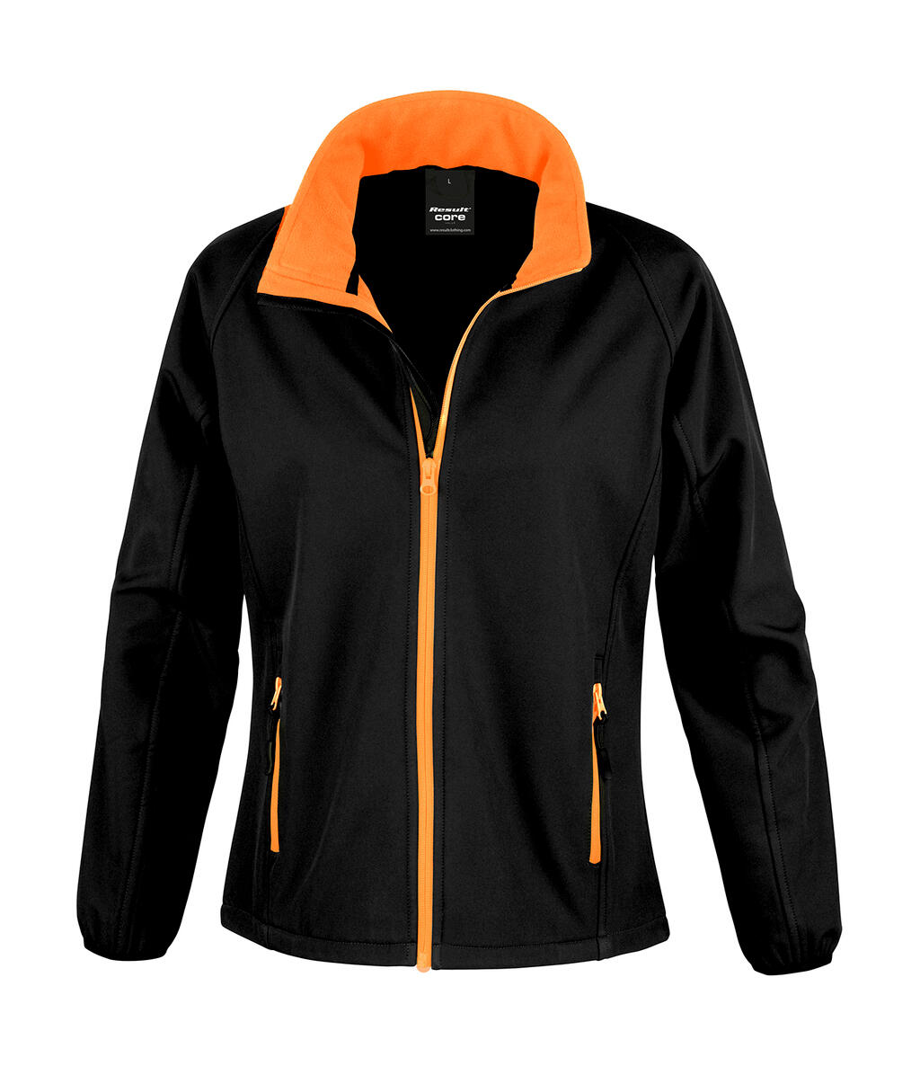 Chaqueta softshell para mujer con estampado - 178 - NEGRO-NARANJA