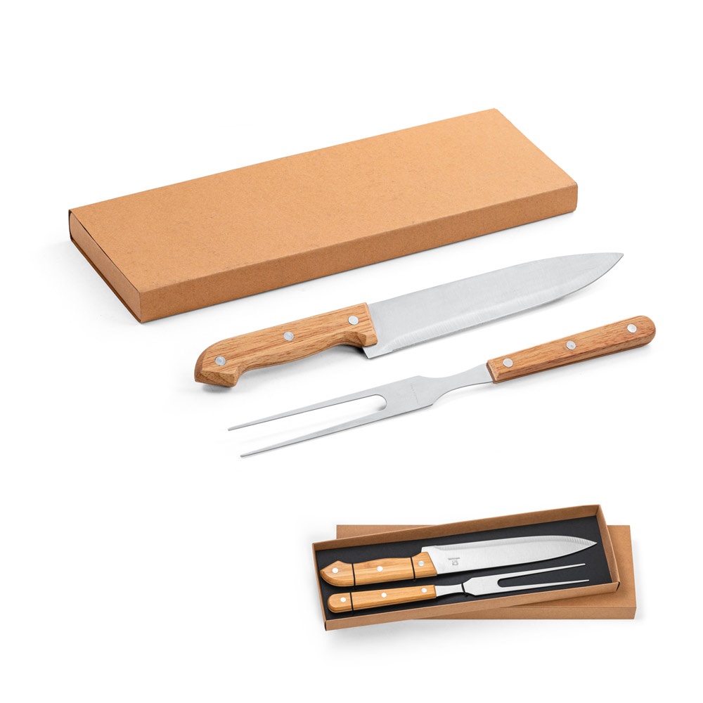 SALSA. Set para barbacoa compuesto por 2 utensilios de bambú y acero inoxidable.