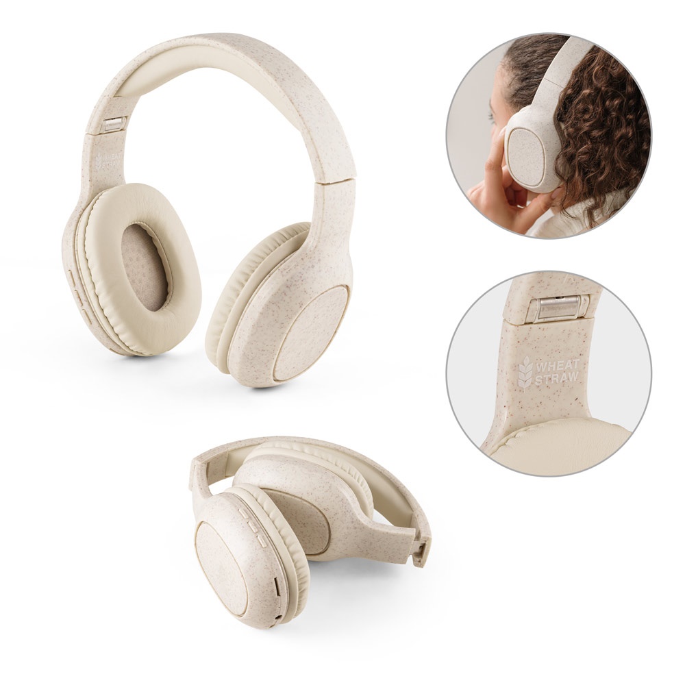 FEYNMAN. Auriculares inalámbricos plegables con 4 horas de autonomía, fabricados con paja de trigo y ABS.