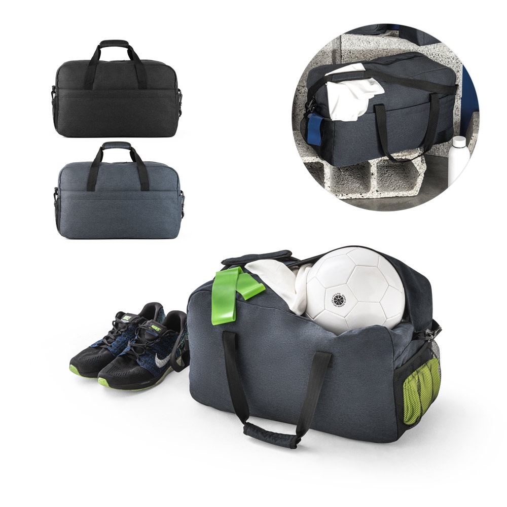 REUTILIZA TU ARTÍCULO DEPORTIVO. Bolsa deportiva fabricada con poliéster reciclado 600D.