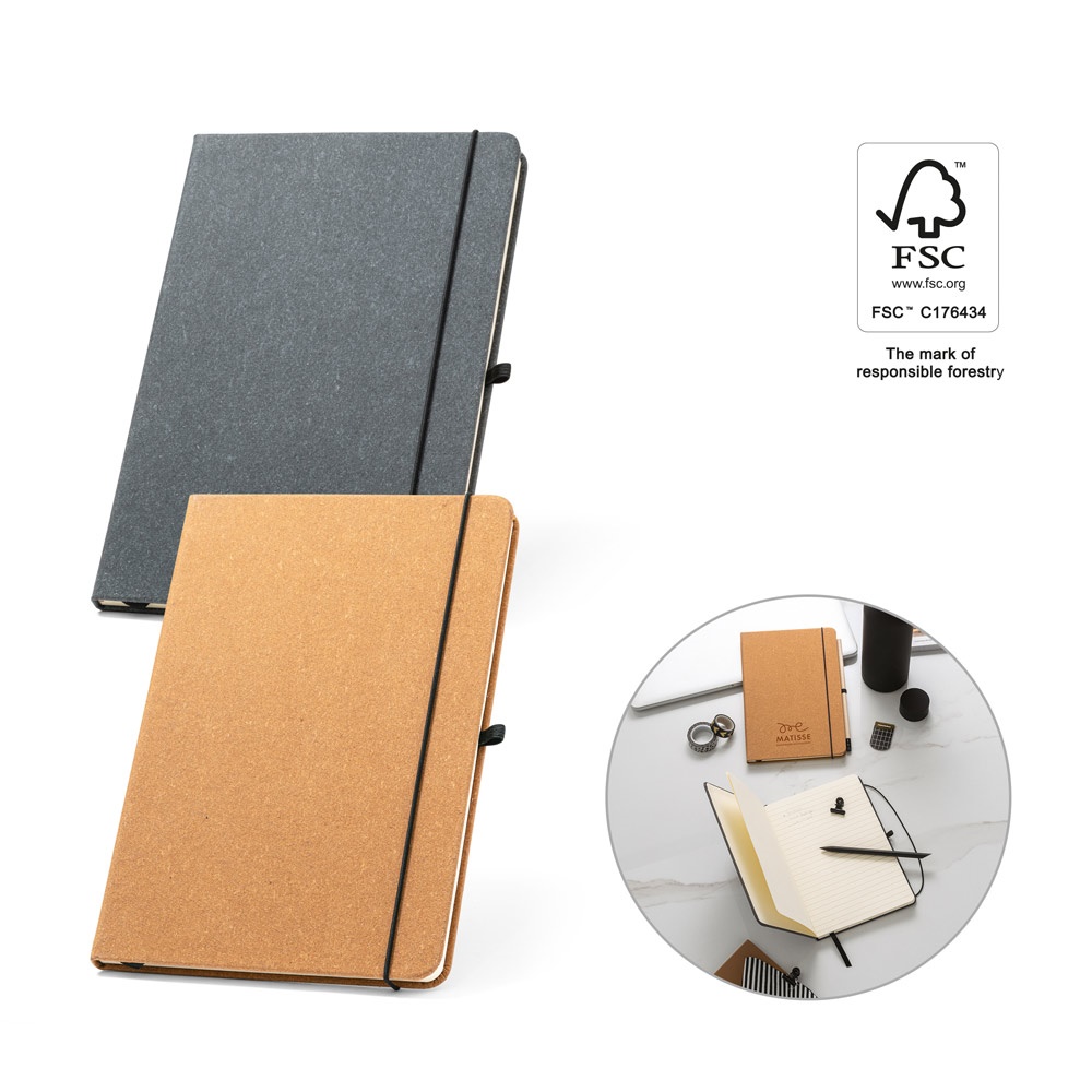 MATISSE. Cuaderno A5 con tapa dura de piel (70% reciclada) y páginas rayadas.