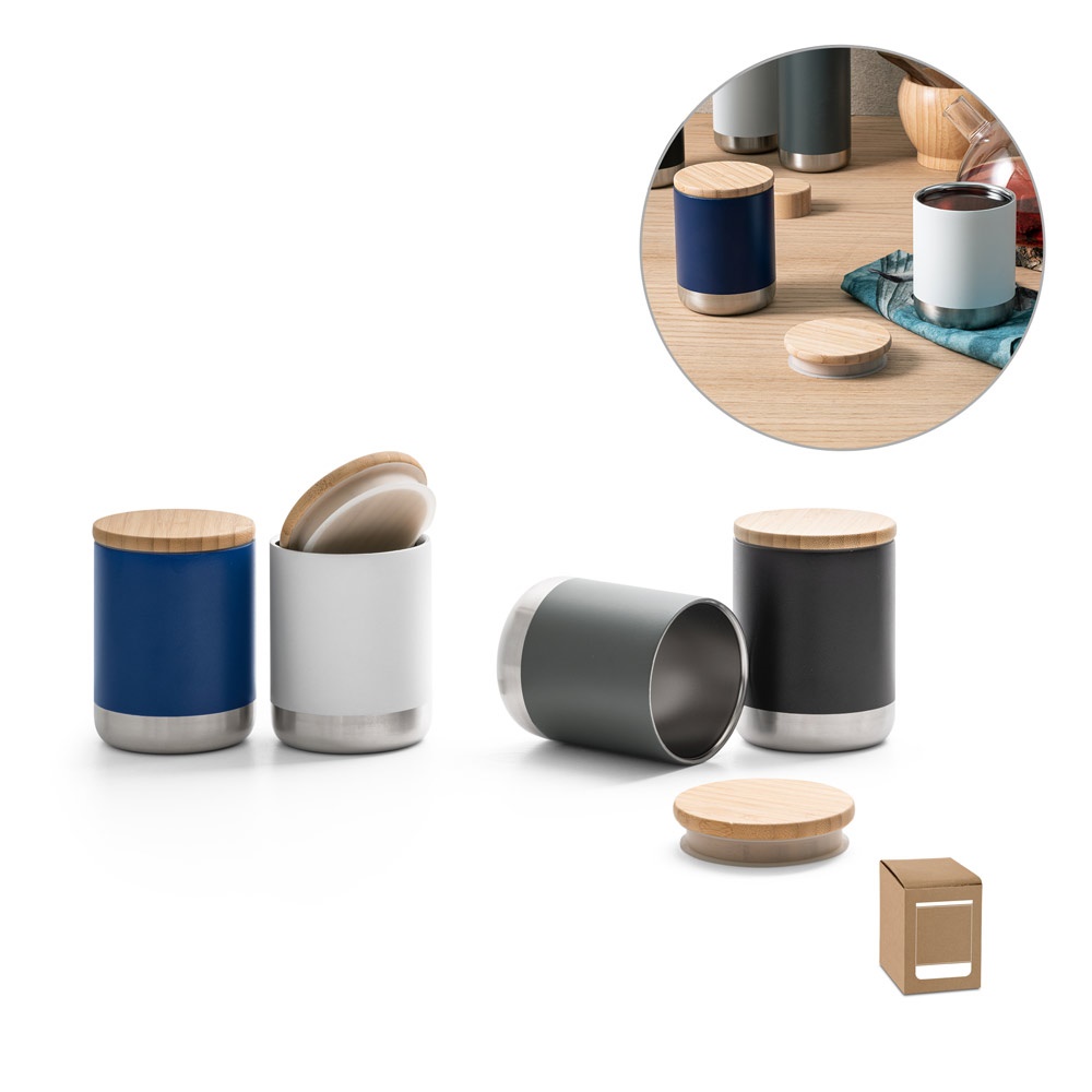 Vaso térmico NORRE. Vaso de acero inoxidable de doble pared con aislamiento al vacío (36 % reciclado), 370 ml.