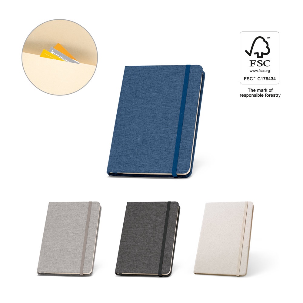 BOYD. Cuaderno A5 de poliéster reciclado (100% rPET) con páginas rayadas.