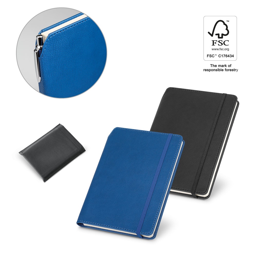 MORIAH. Cuaderno A5 de piel sintética con páginas rayadas.