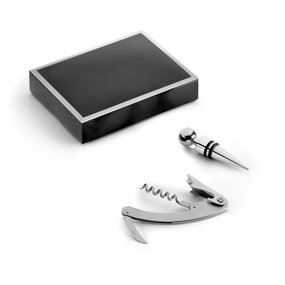 BARRIL. Juego de vino de zinc y acero inoxidable.