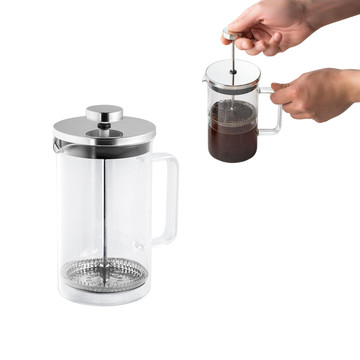 JENSON. Cafetera de vidrio de borosilicato y acero inoxidable de 600 ml.