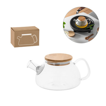 SNEAD. Tetera de vidrio de borosilicato con tapa de bambú de 750 ml.