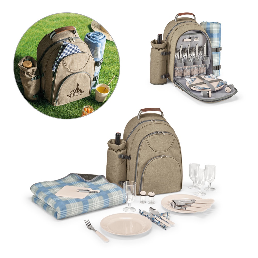 VILLA. Mochila de picnic isotérmica fabricada en poliéster reciclado de alta densidad 600D.
