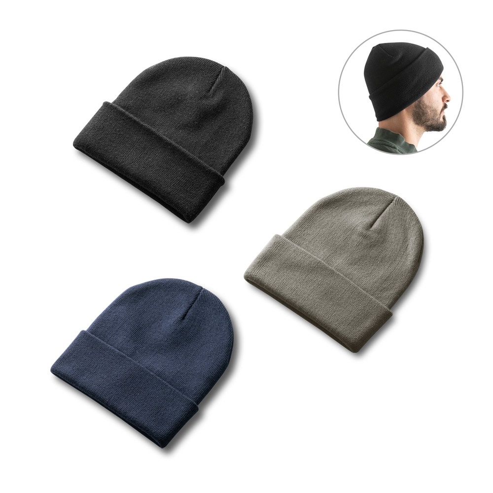 CARL. Gorro unisex de doble capa en poliéster reciclado (100% rPET).