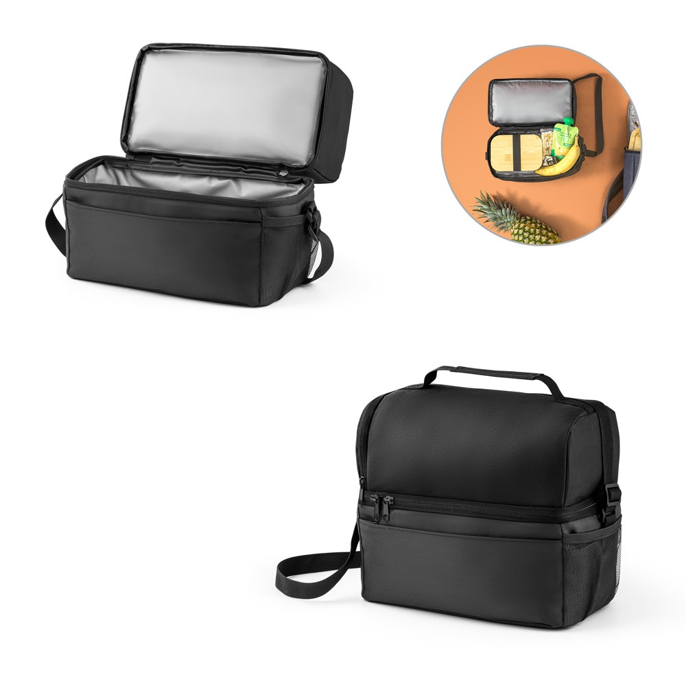 Bolsa térmica con cremallera. Bolsa aislante de jacquard de 8,5 L, 300D y 840D.