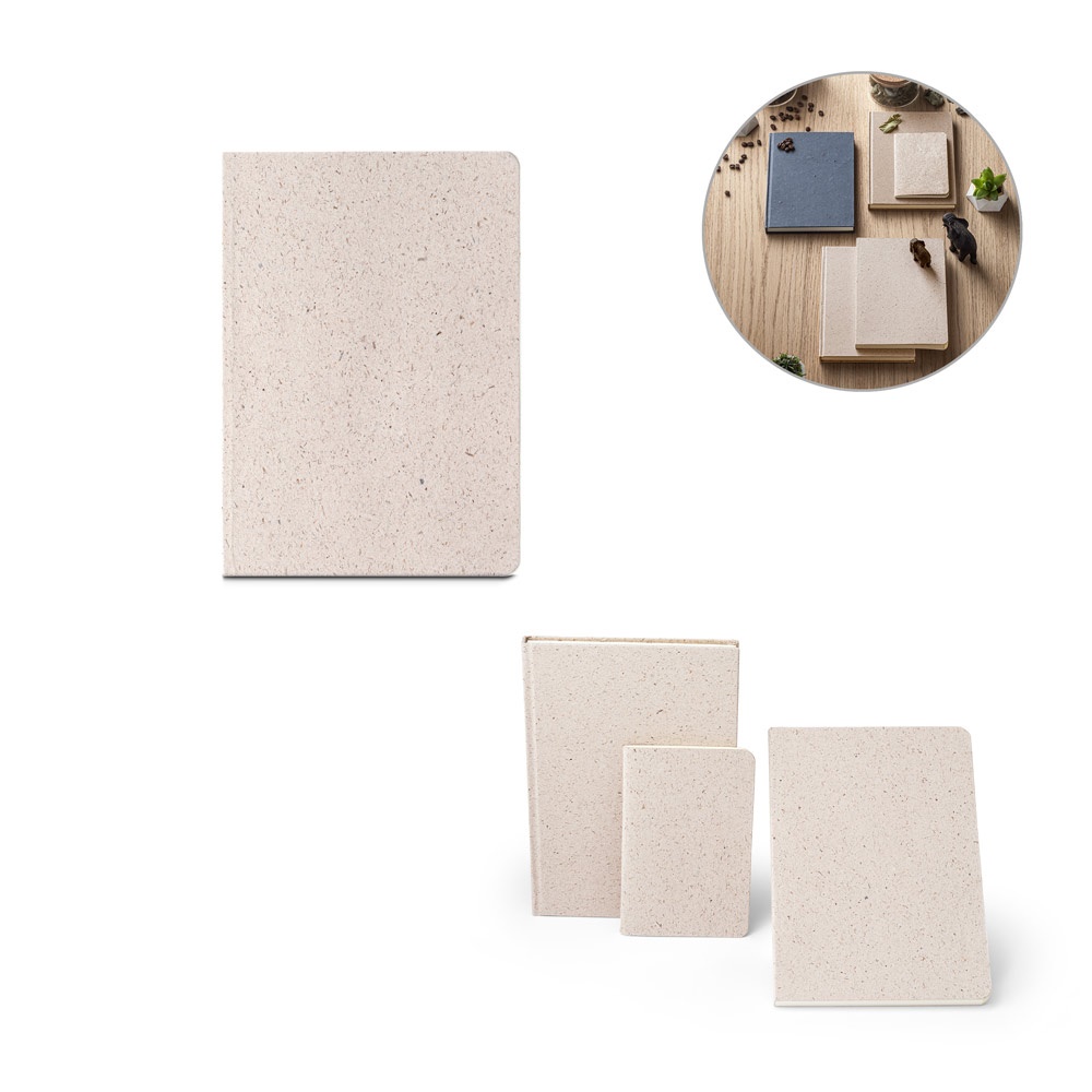 SEMIRRÍGIDA ORGÁNICA. Cuaderno A5 con cubierta semirrígida fabricada con material orgánico de elefante (80%).