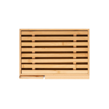 PASSARD. Tabla de cortar pan de bambú con cuchillo de acero inoxidable. - 160 - Natural