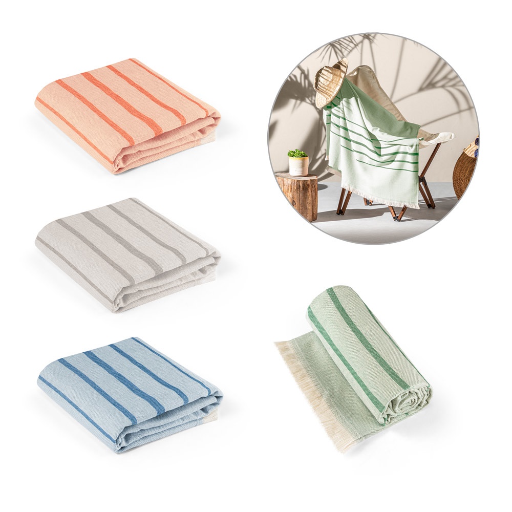 CAPLAN. Toalla multifuncional (260 g/m²) fabricada con un 90 % de algodón y un 10 % de algodón reciclado.
