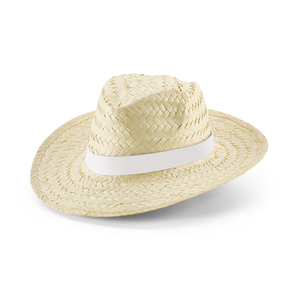 EDWARD RIB. Sombrero de paja natural con cinta de sublimación.