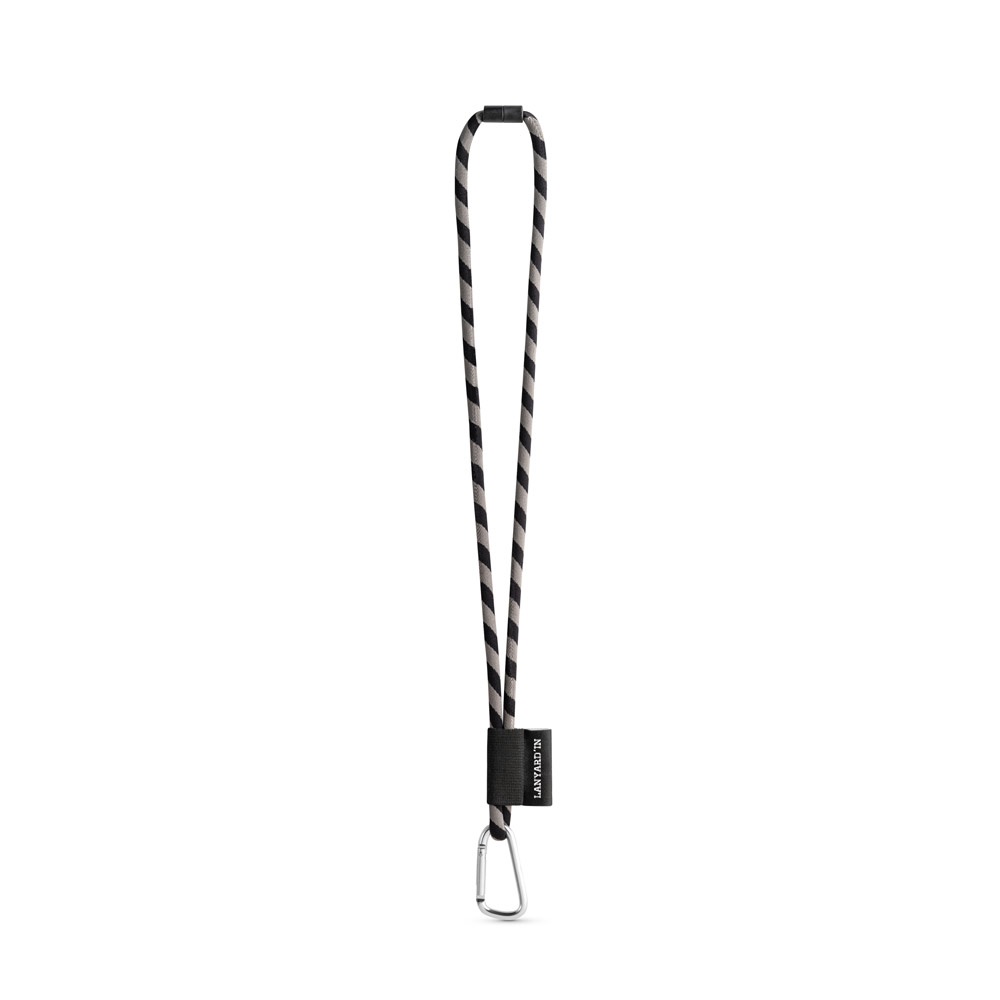 Conjunto de tubo largo para cordón (Ø 7 mm) con mosquetón de anilla en D de 55 mm y cierre de seguridad de Ø 7 mm.