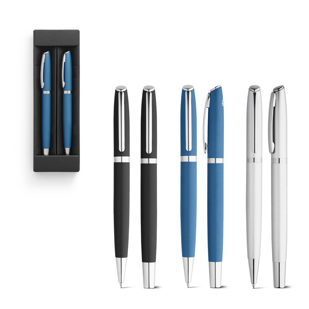 RE-LANDO-SET. Set de bolígrafo y rollerball con cuerpo de aluminio reciclado (100% rAL).
