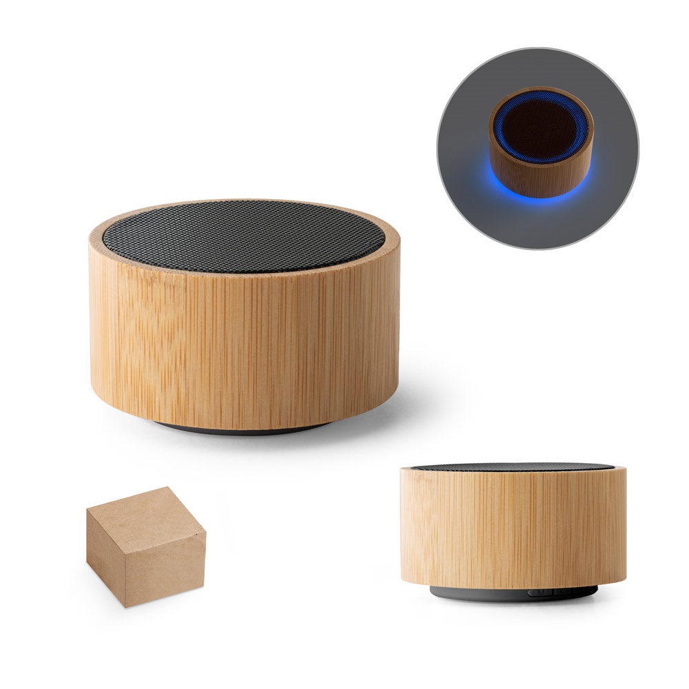 ARBER. Altavoz portátil de 3 W con 4 horas de autonomía, fabricado con bambú y ABS reciclado (100 % rABS).