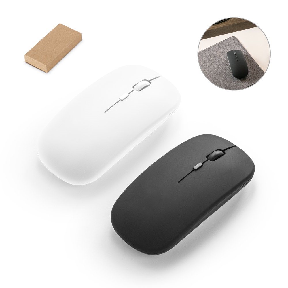 KHAN. Ratón inalámbrico con batería de 500 mAh fabricado con ABS reciclado (100 % rABS).